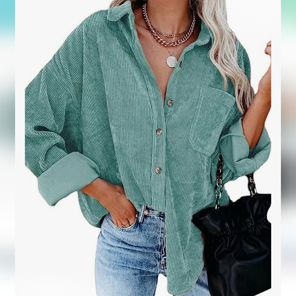 Women's Corduroy Shirts - Dusty Teal - NWOT